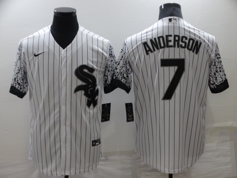 Men's Chicago White Sox #7 Tim Anderson White Cool Base Stitched Jersey
